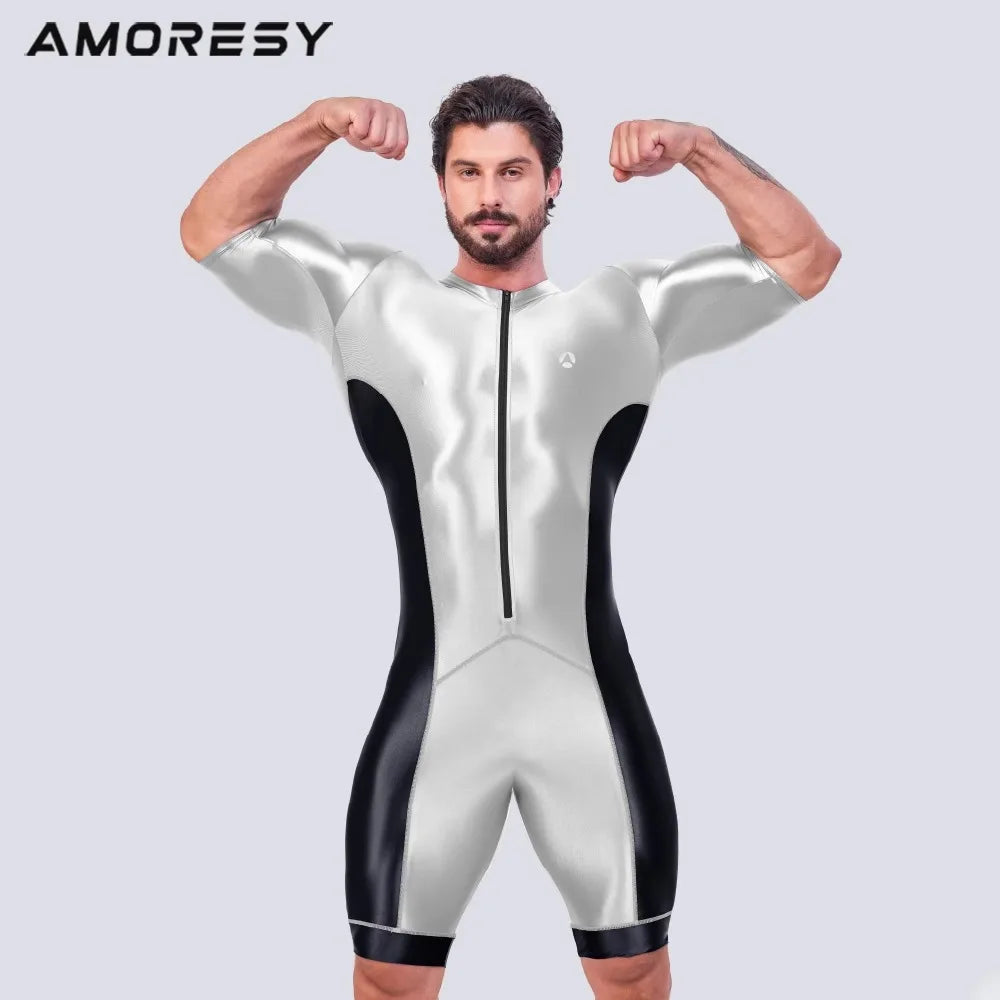 Men’s Glossy Satin Sport Bodysuit