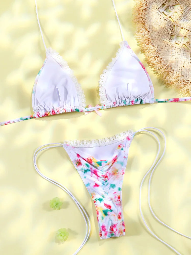 Sexy Triangle Thong Bikini Set