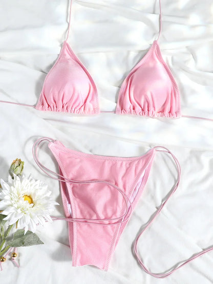 Sexy Triangle Thong Bikini Set