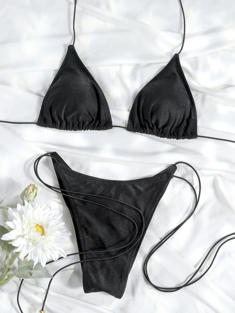 Sexy Triangle Thong Bikini Set
